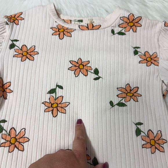 Jessica Simpson Youth Girl Size 6X Floral Ribbed Short Sleeve Shirt - Picture 14 of 14